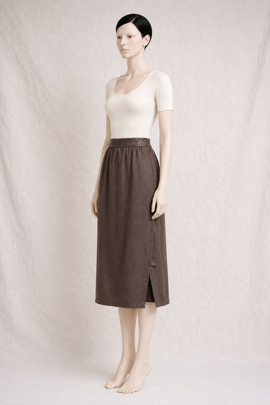 Long Brown Escada Skirt in Authentic Vintage Wool