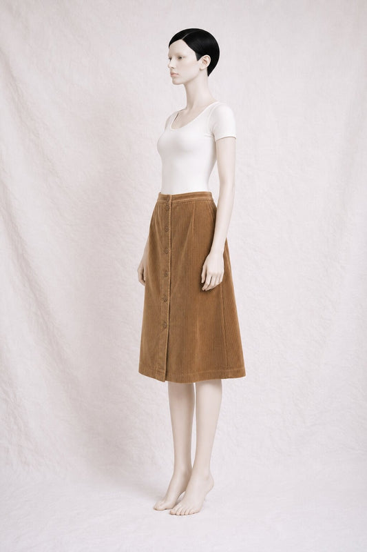 Vintage Authentic Brown Corduroy A-Line Skirt by Courrèges