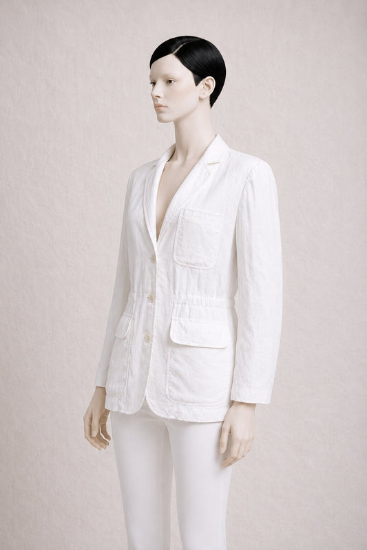 Authentic Kenzo White Linen Safari Jacket Vintage