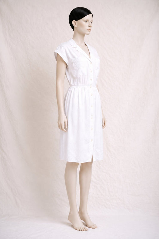 Louis Féraud Vintage Authentic White Cotton Dress
