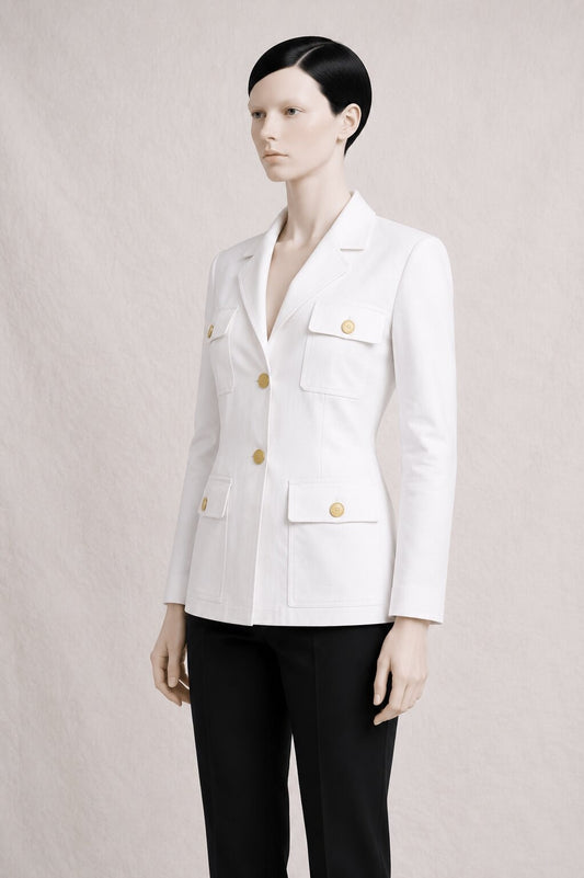 Blazer Celine en coton blanc vintage authentique