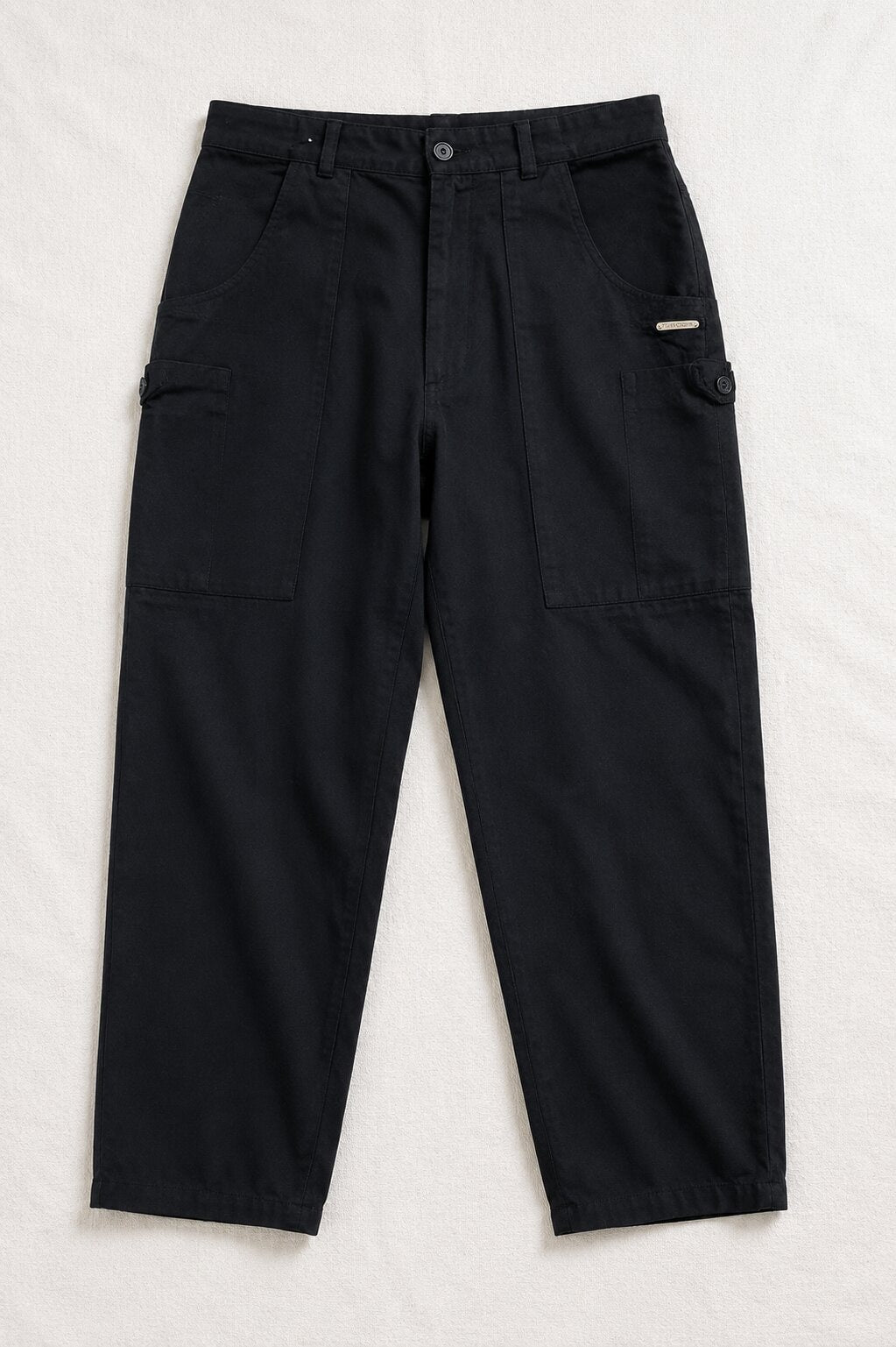 Pantalon carotte en coton denim noir vintage authentique par Pierre Cardin