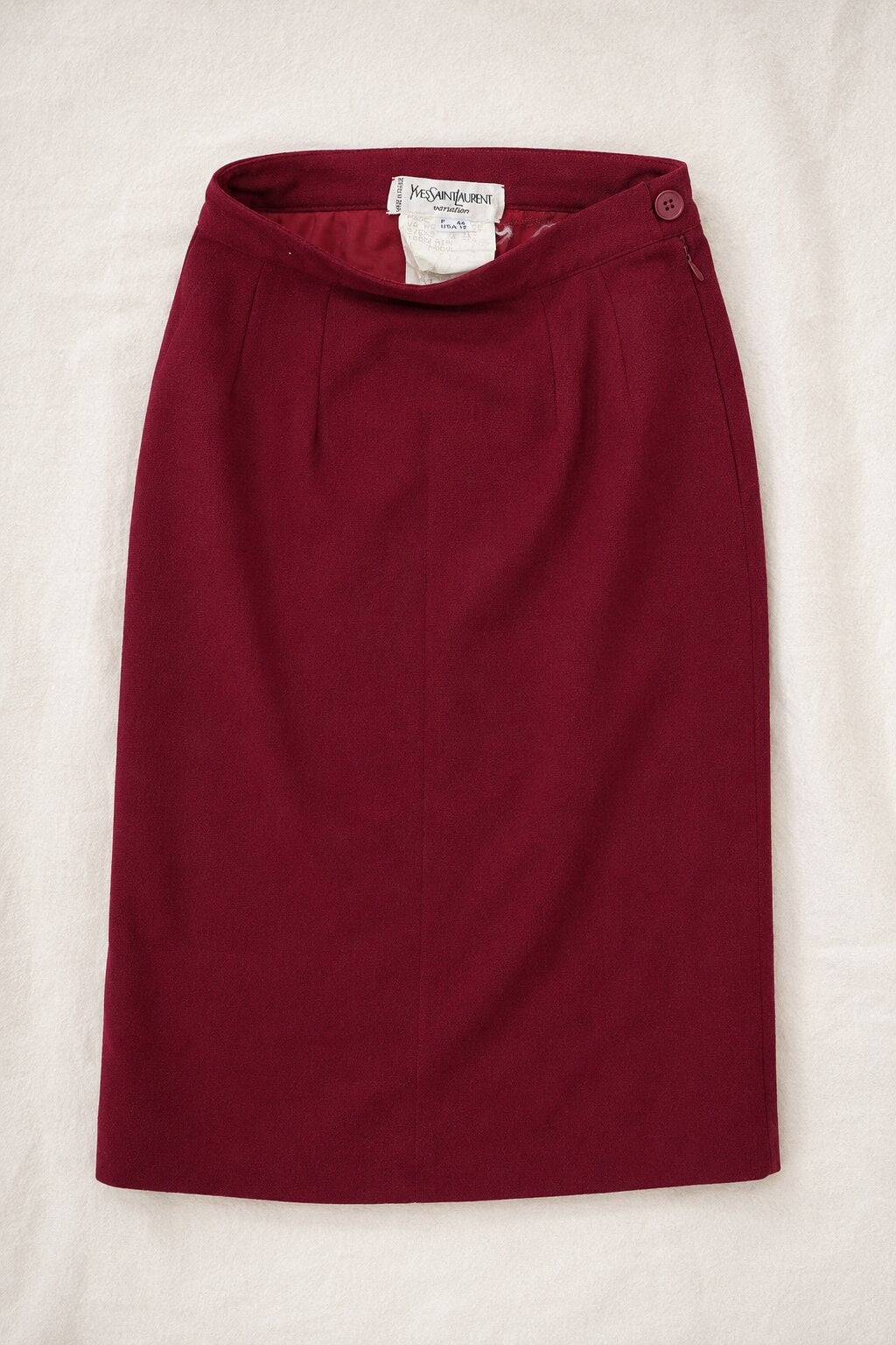 Authentic Vintage YSL Pencil Skirt in Burgundy Wool