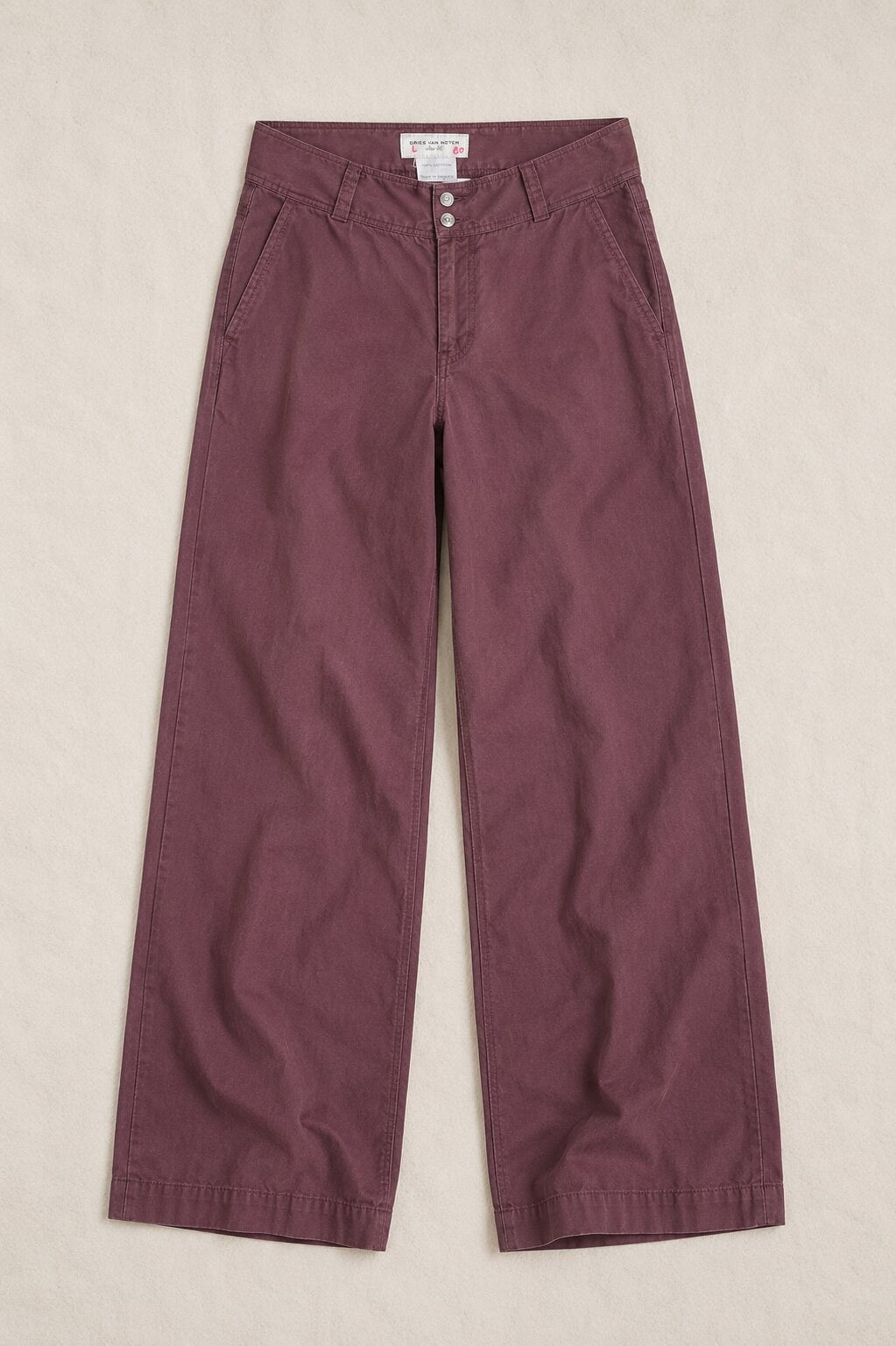 Pantalon large en coton marron vintage authentique Dries Van Noten