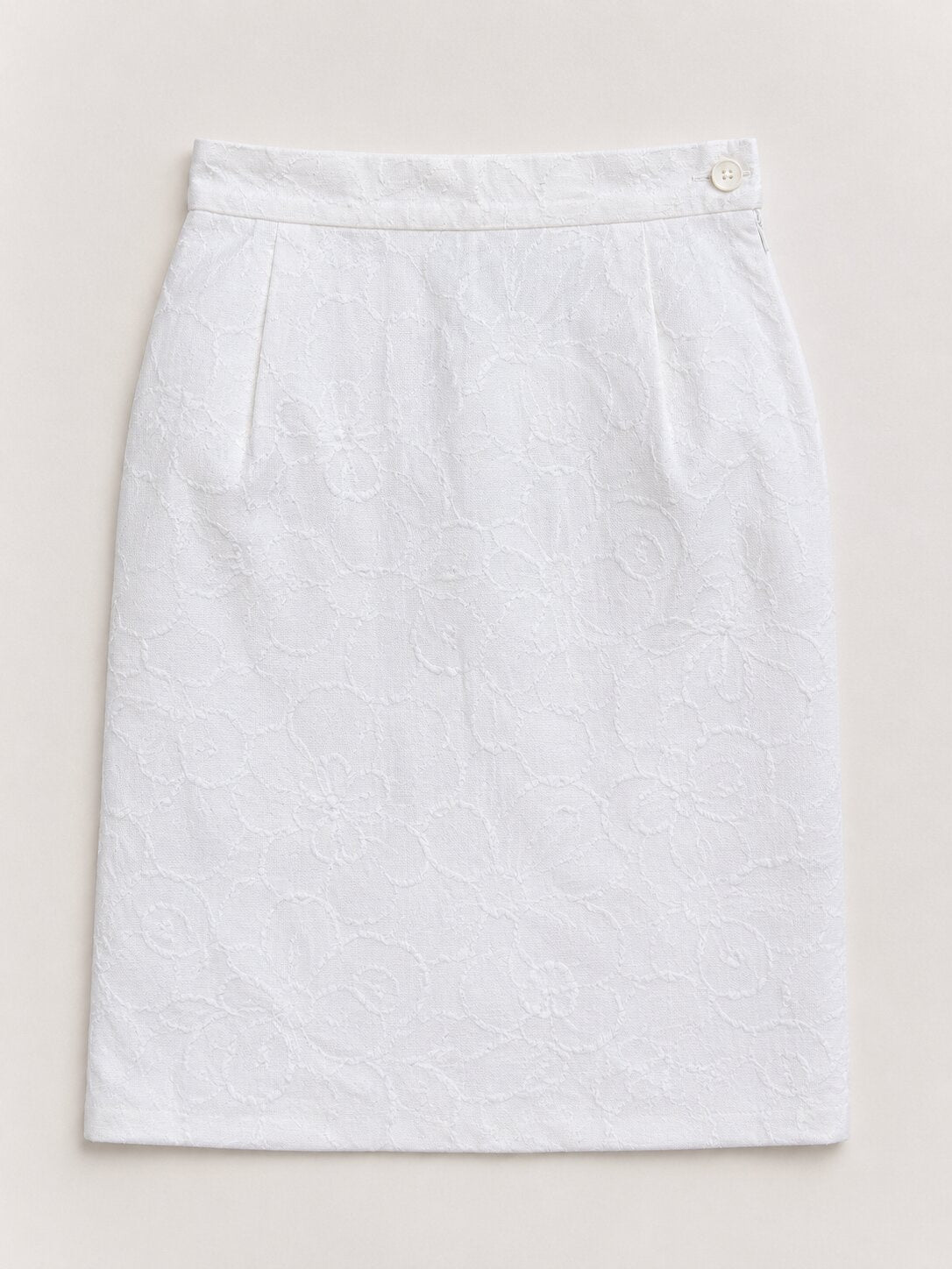 Jupe Crayon Yves Saint Laurent Vintage Authentique en Coton Blanc