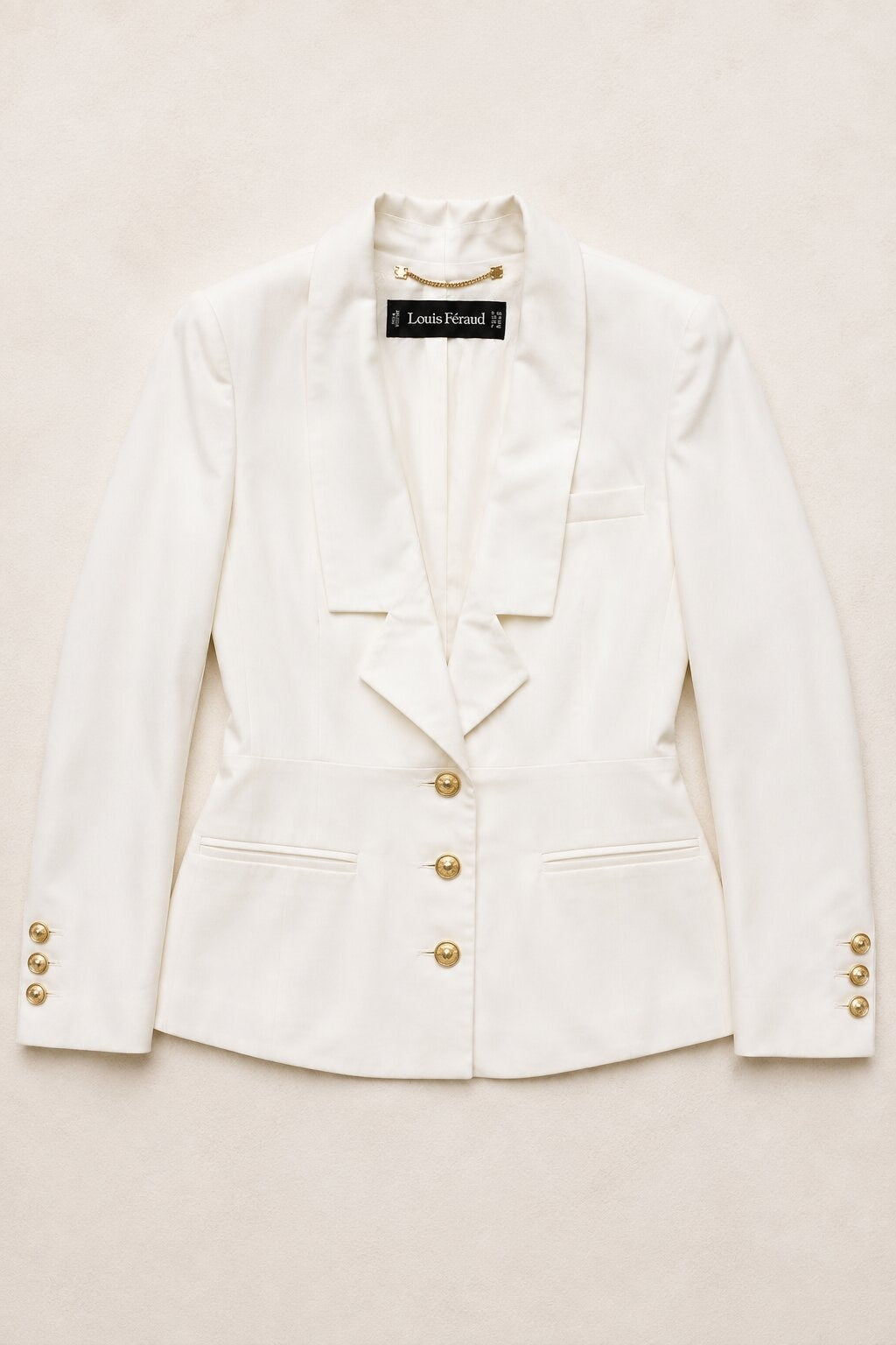 Blazer Vintage Authentique Louis Féraud en Laine Écrue