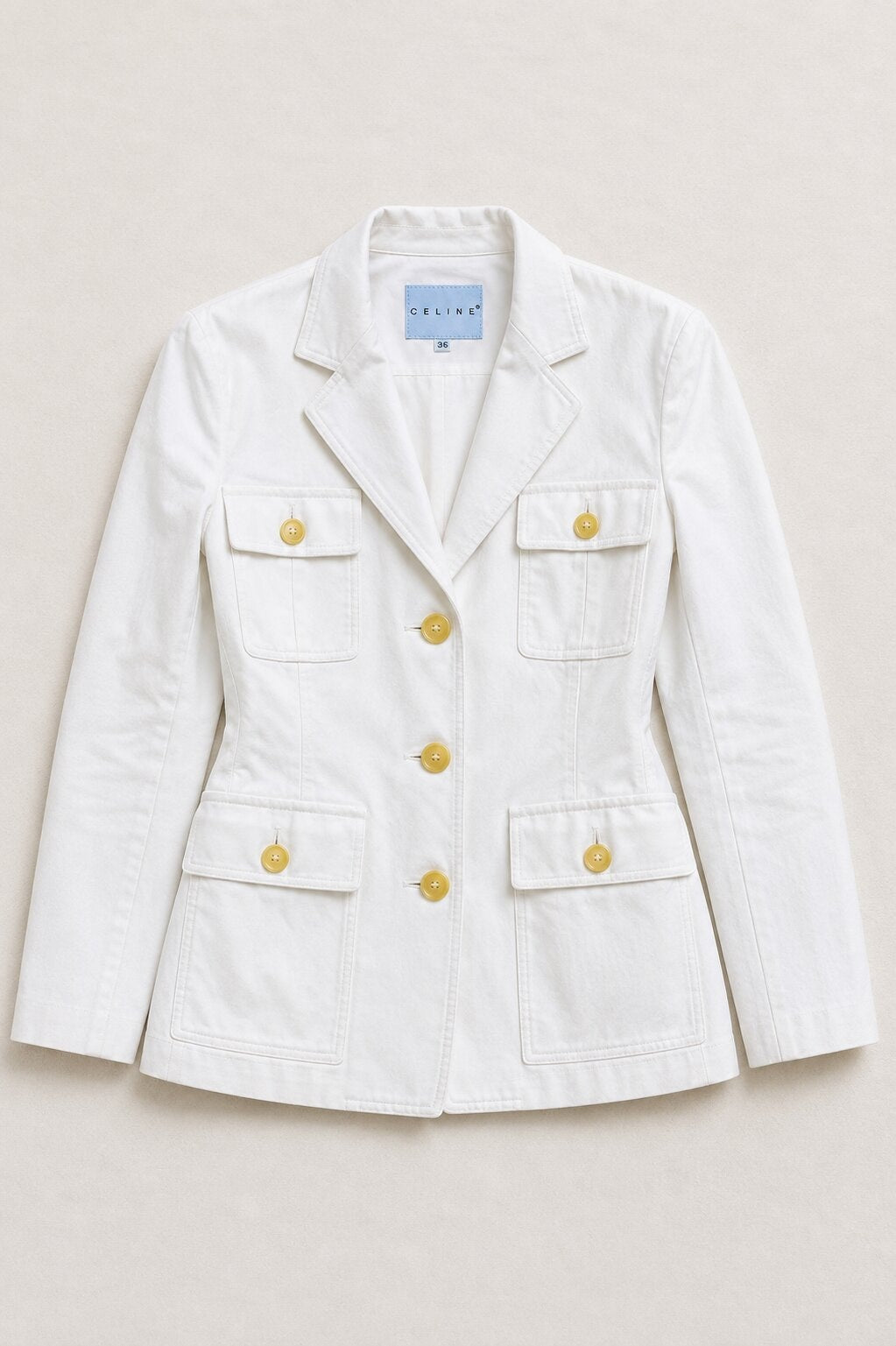 Blazer Celine en coton blanc vintage authentique