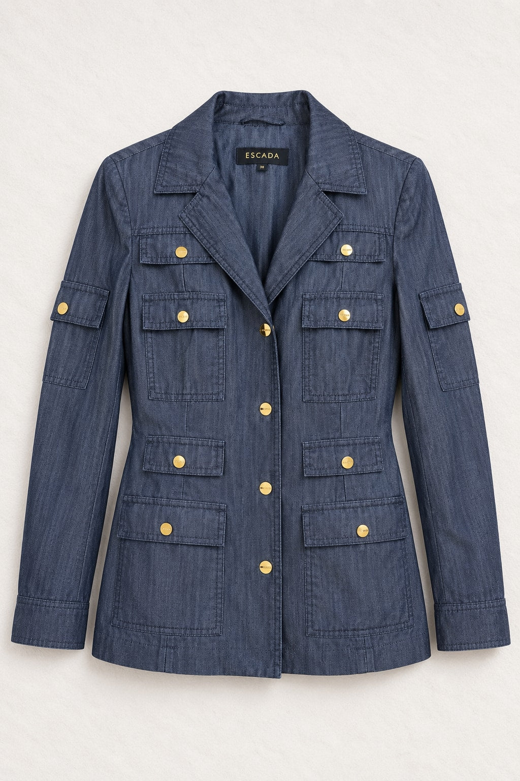 Authentic Vintage Blue Denim Tailored Jacket Escada