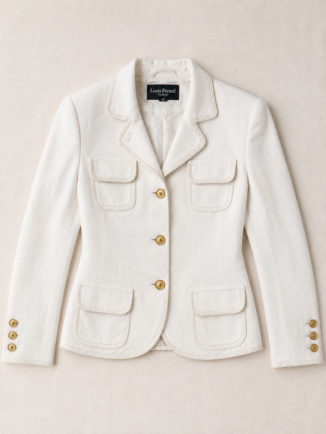 Authentic Vintage Ecru Blazer in Viscose by Louis Féraud
