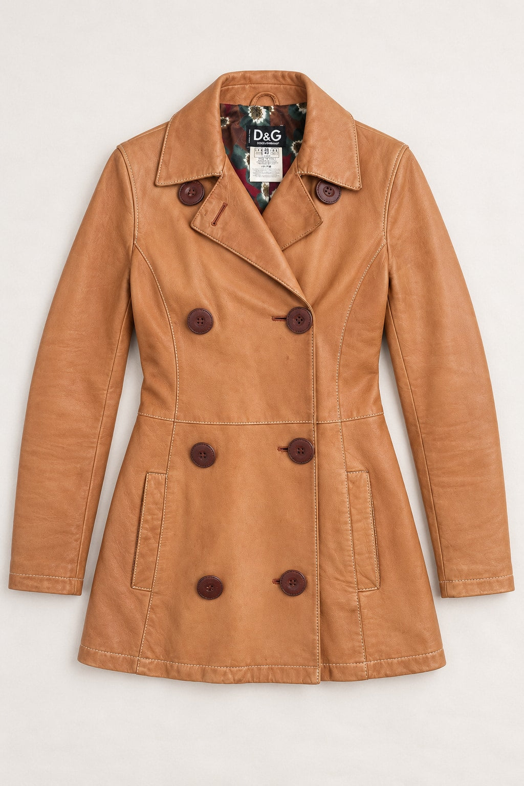 Dolce & Gabbana Vintage Authentic Camel Leather Tailored Jacket
