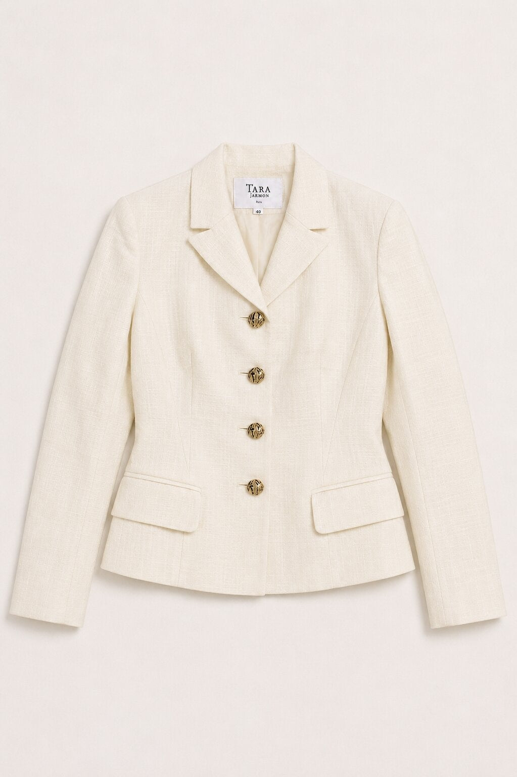 Blazer en soie écru vintage authentique par Tara Jarmon