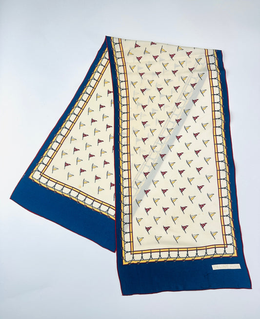 Silk scarf Céline in beige and blue vintage marine pattern