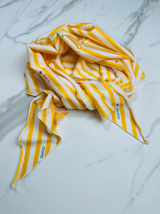 Gucci Bandana in Yellow and White Vintage Stripe Pattern