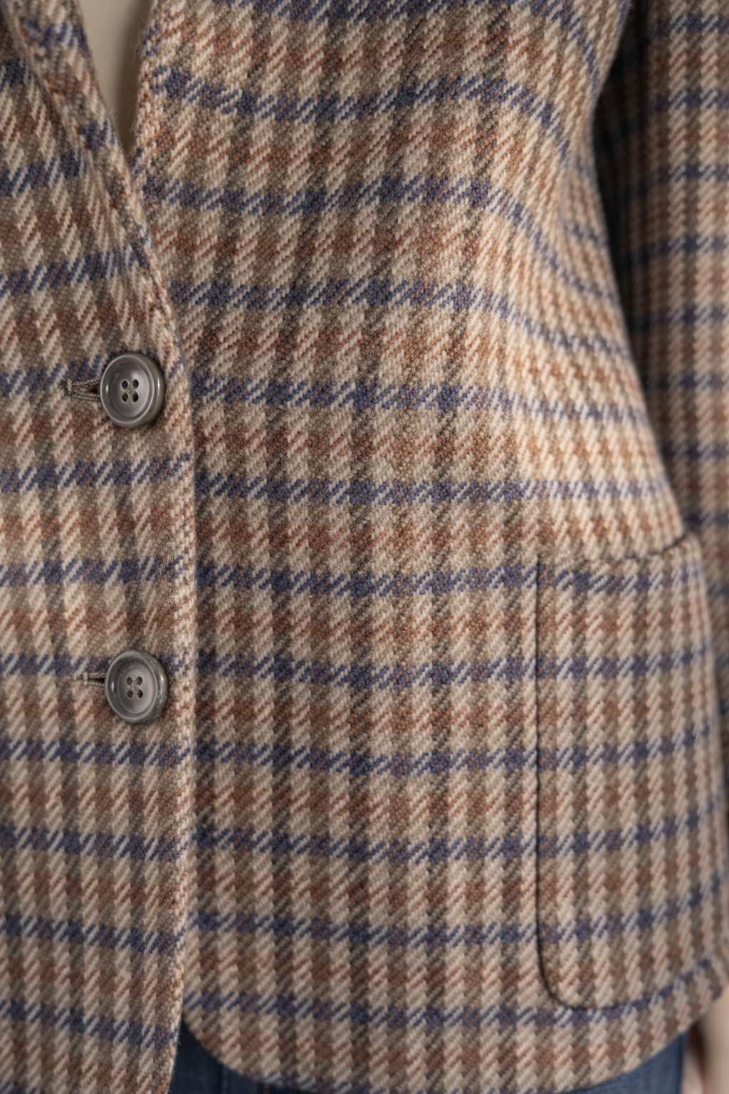 Blazer Burberrys authentique en tweed de laine à motif carreaux