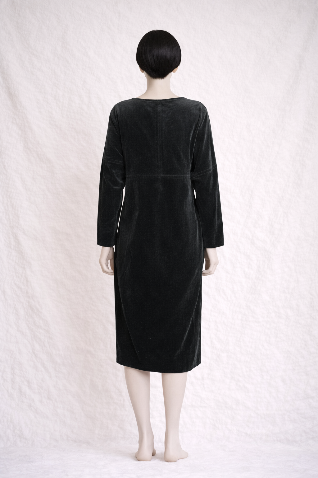 Robe droite authentique Yves Saint Laurent Rive Gauche en velours de coton noir vintage