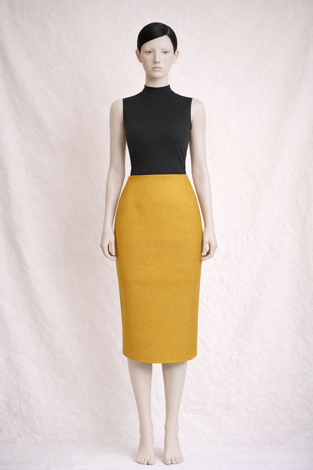 Gianni Versace Couture  Jupe crayon en laine jaune moutarde vintage authentique