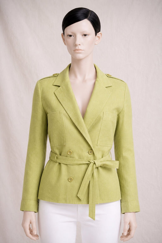 Pistachio Linen Blazer Guy Laroche Paris Vintage
