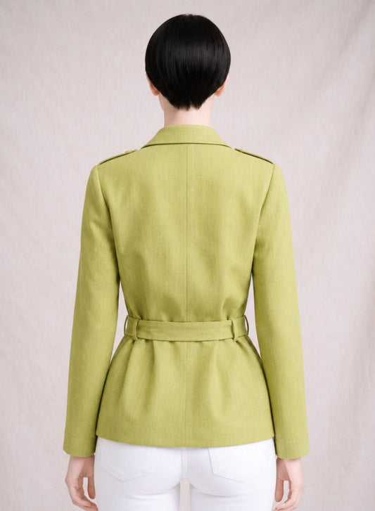 Pistachio Linen Blazer Guy Laroche Paris Vintage
