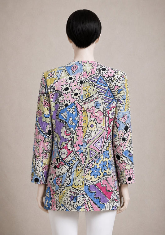 Authentic Louis Féraud Paris vintage blazer with artistic and graphic prints