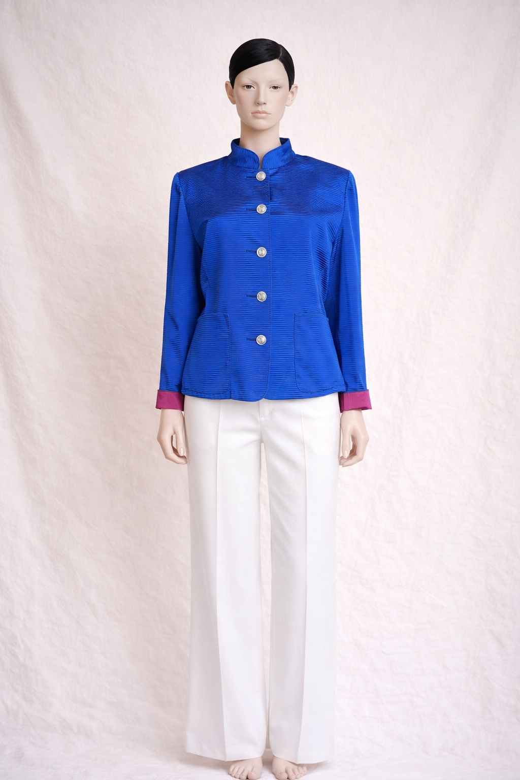 Blazer bleu et fuchsia Yves Saint Laurent vintage authentique