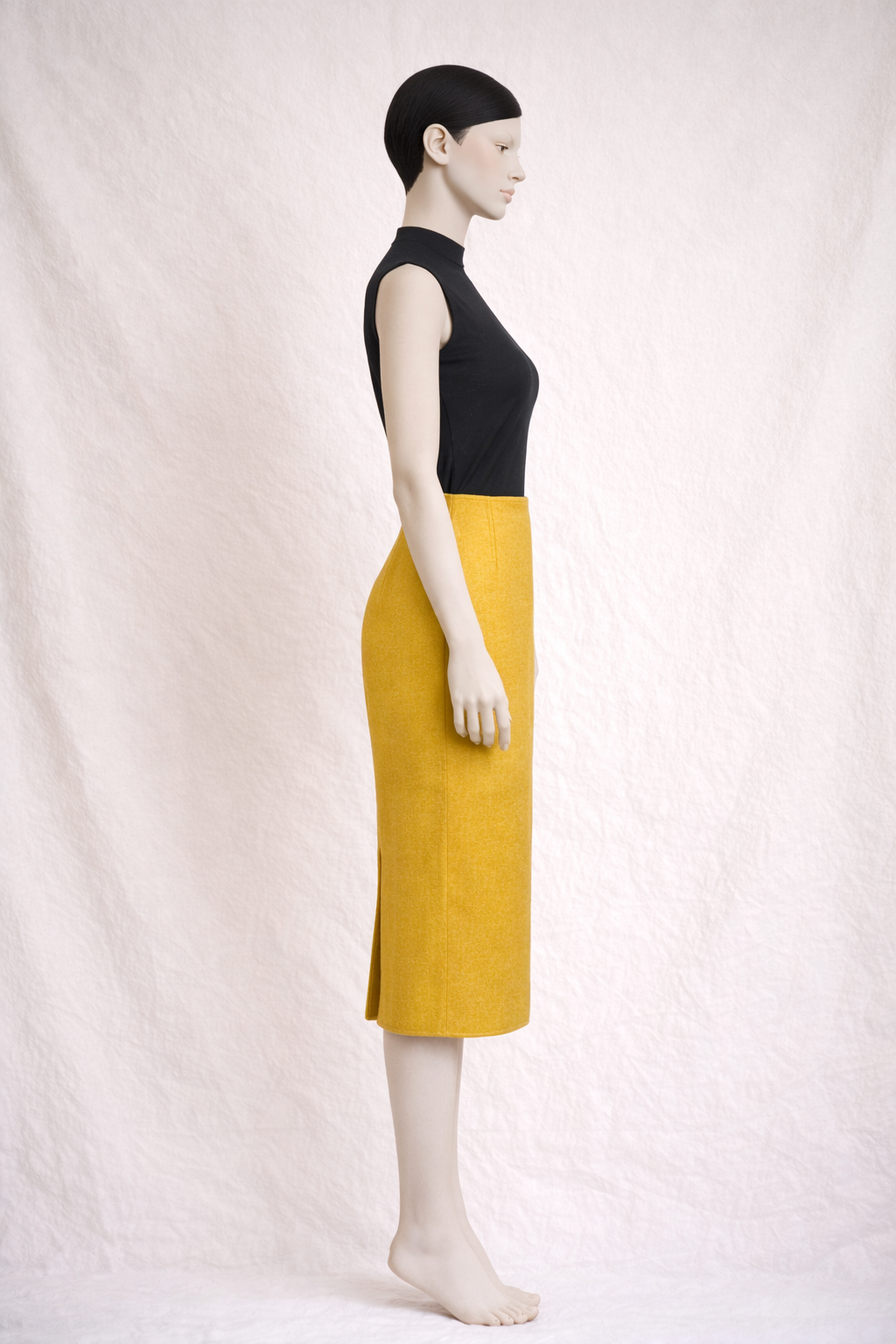 Gianni Versace Couture  Jupe crayon en laine jaune moutarde vintage authentique