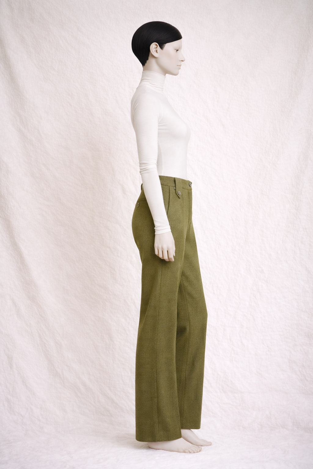 Pantalon Sonia Rykiel Paris en laine vert olive vintage