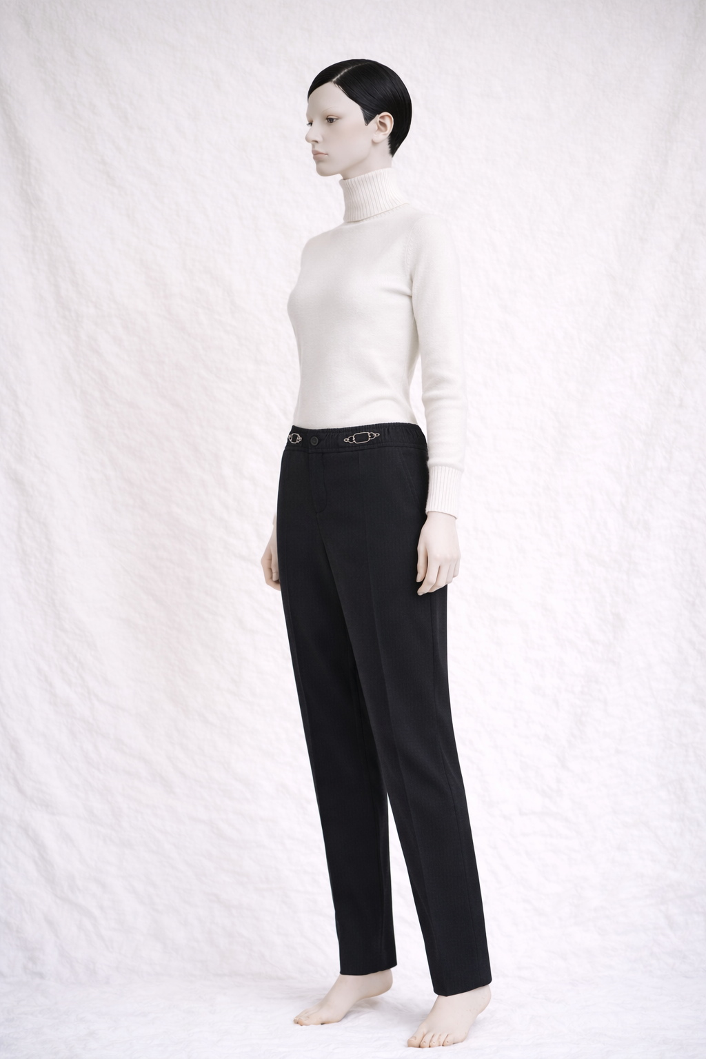Pantalon Hermès en laine noire détails métal authentique