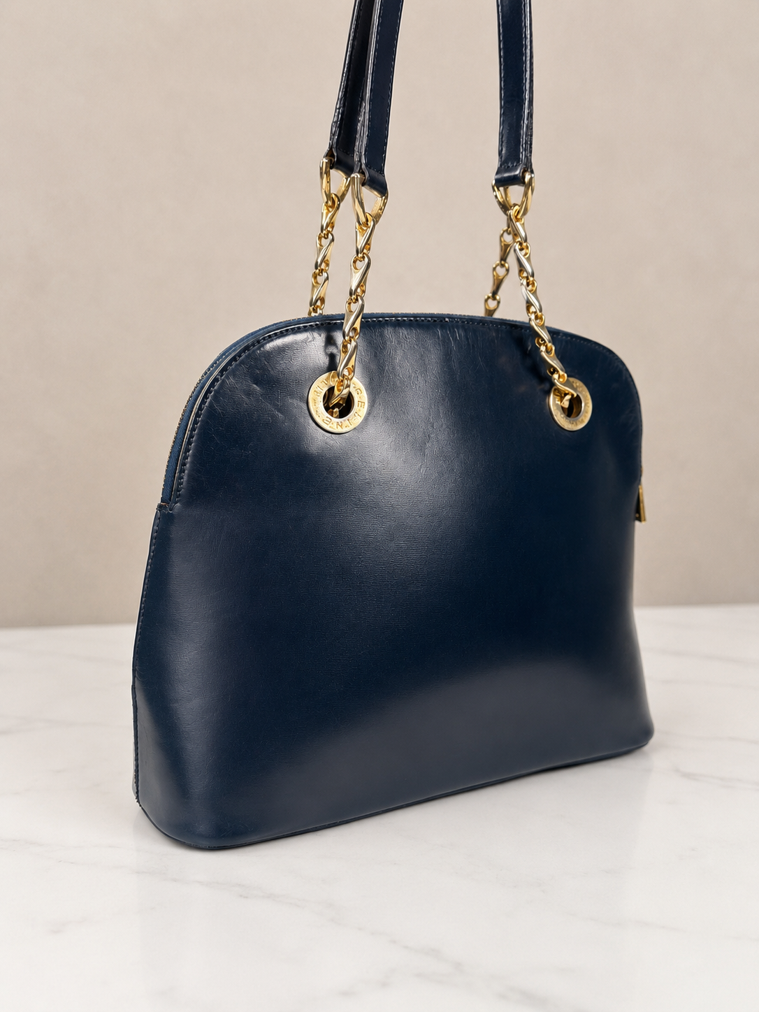 Sac authentique Celine Paris en cuir bleu profond