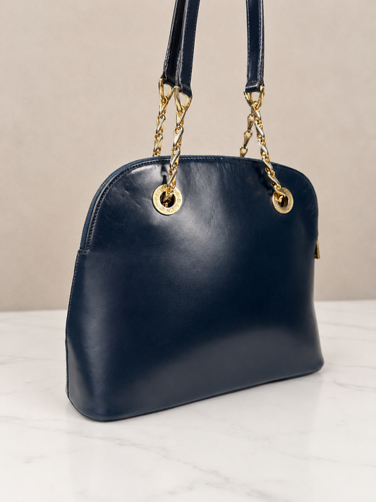 Authentic Celine Paris deep blue leather bag