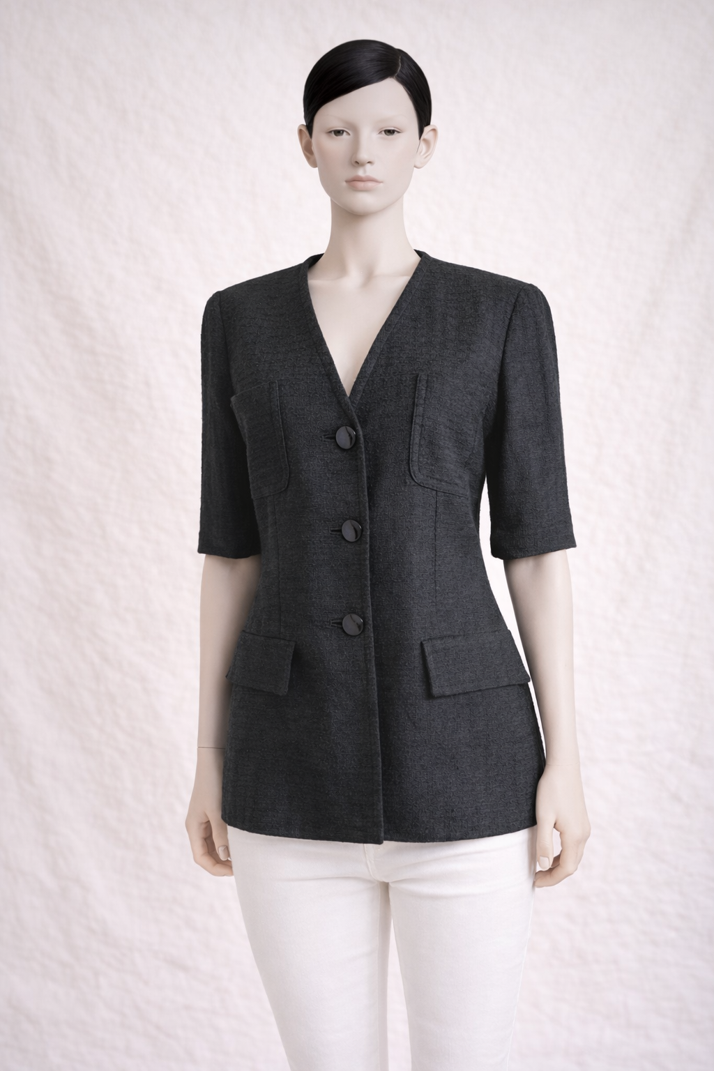 Blazer noir texturée manches courts Yves Saint Laurent vintage authentique