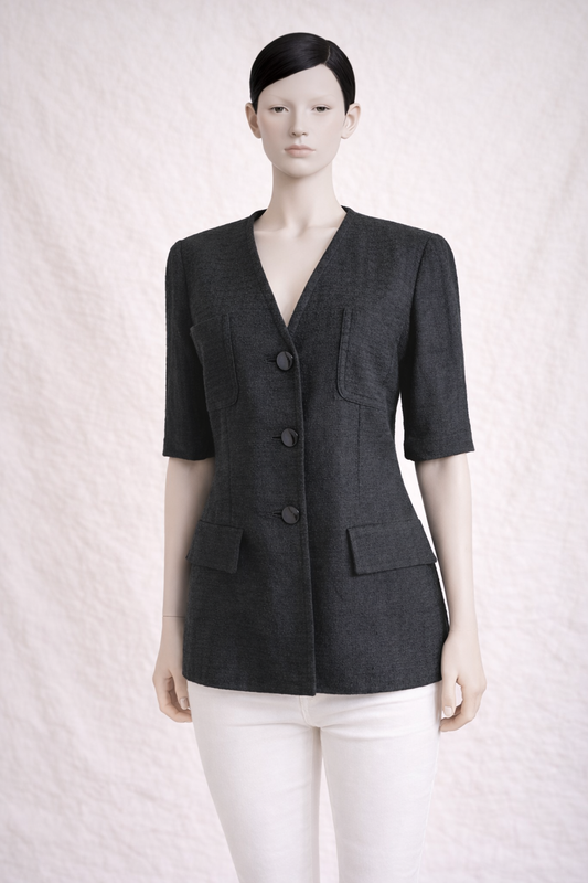 Blazer noir texturée manches courts Yves Saint Laurent vintage authentique