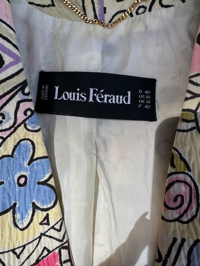 Authentique blazer Louis Féraud Paris vintage aux imprimés artistiques et graphiques