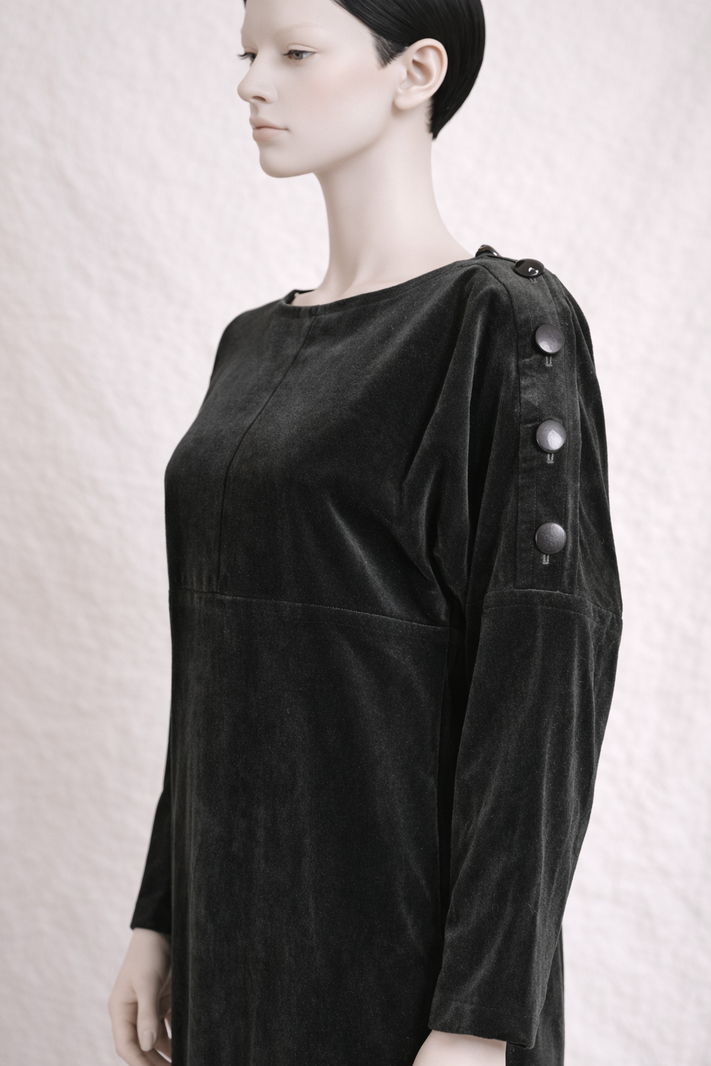Robe droite authentique Yves Saint Laurent Rive Gauche en velours de coton noir vintage
