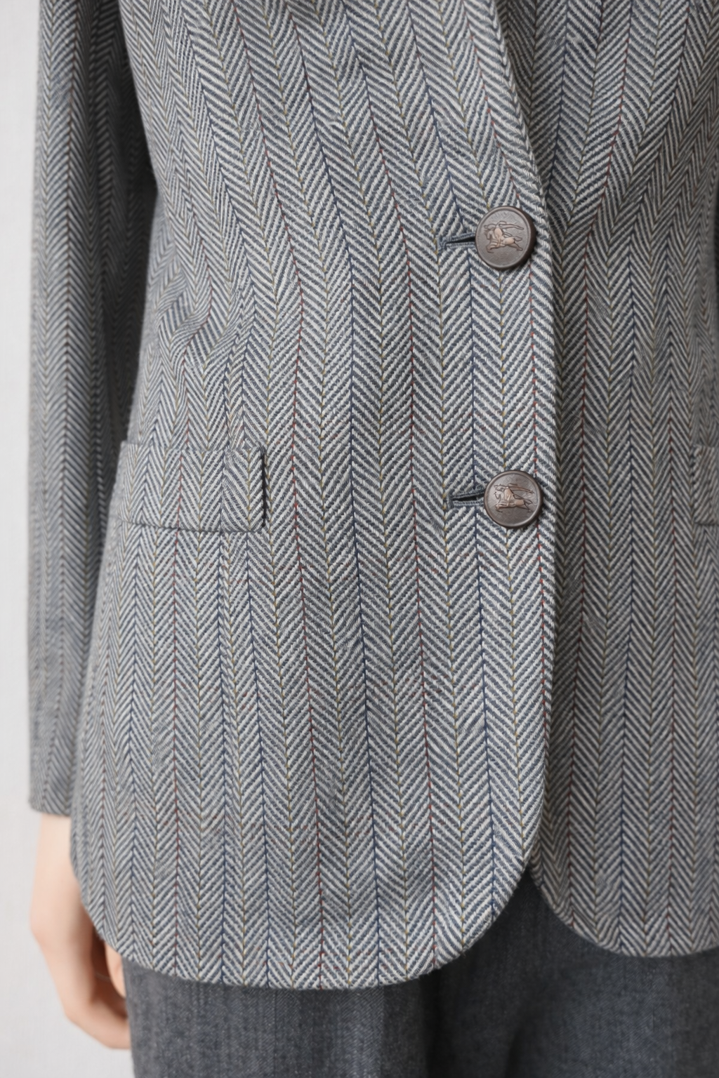 Blazer Burberrys authentique en pure laine à motif chevron gris