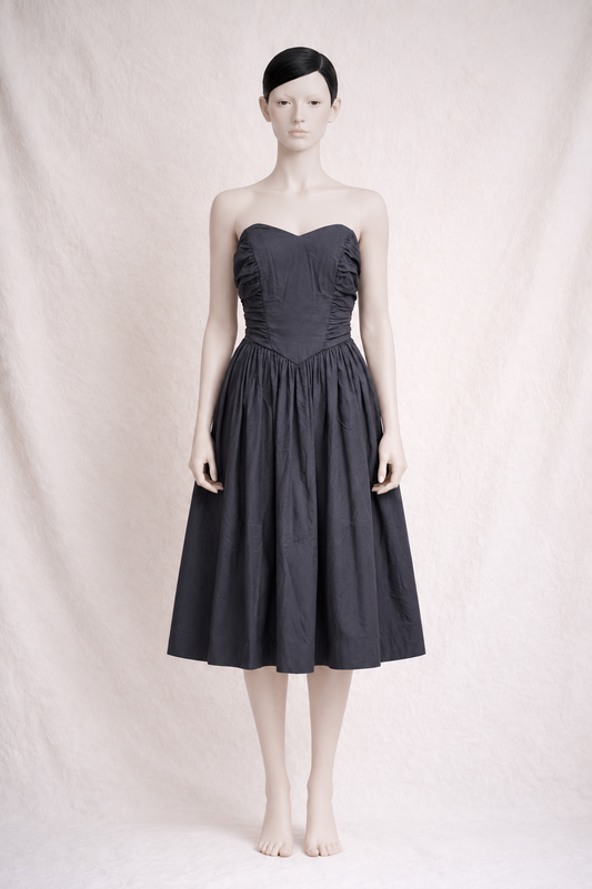 Robe bustier Laura Ashley en coton noir vintage