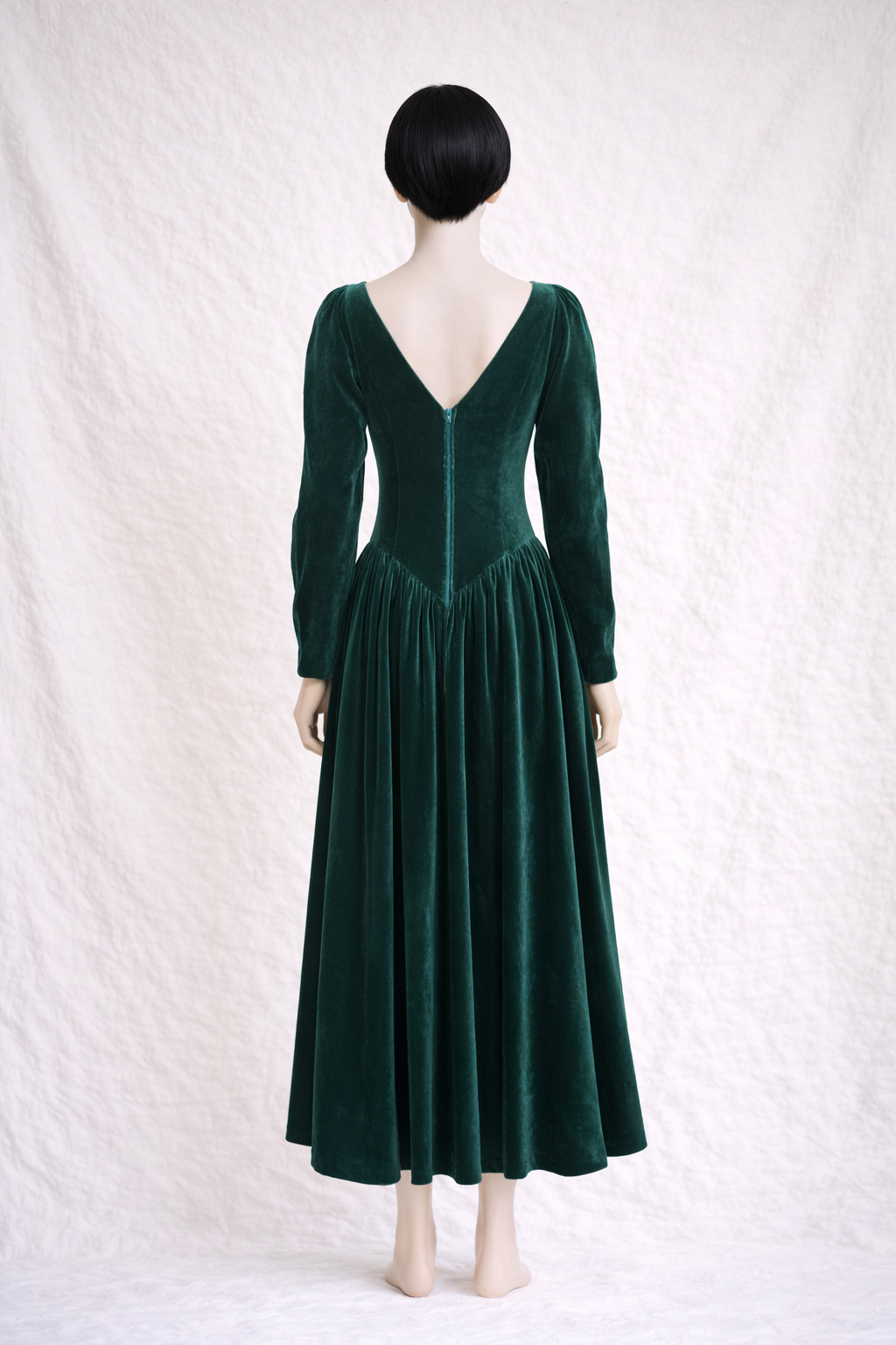 Robe longue en velours vert profond Laura Ashley vintage