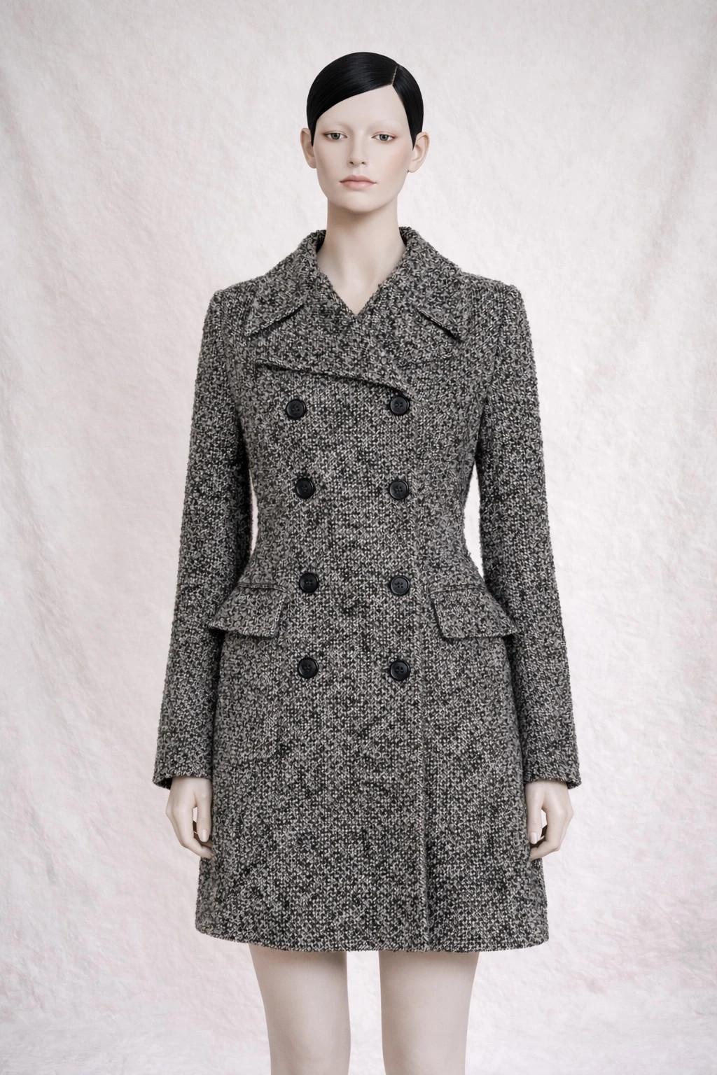 Manteau authentique Dolce & Gabbana en tweed noir et blanc vintage