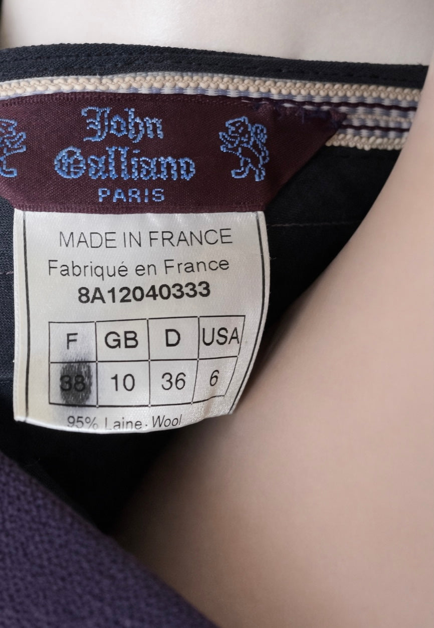 Pantalon authentique John Galliano Paris en laine violet profond vintage