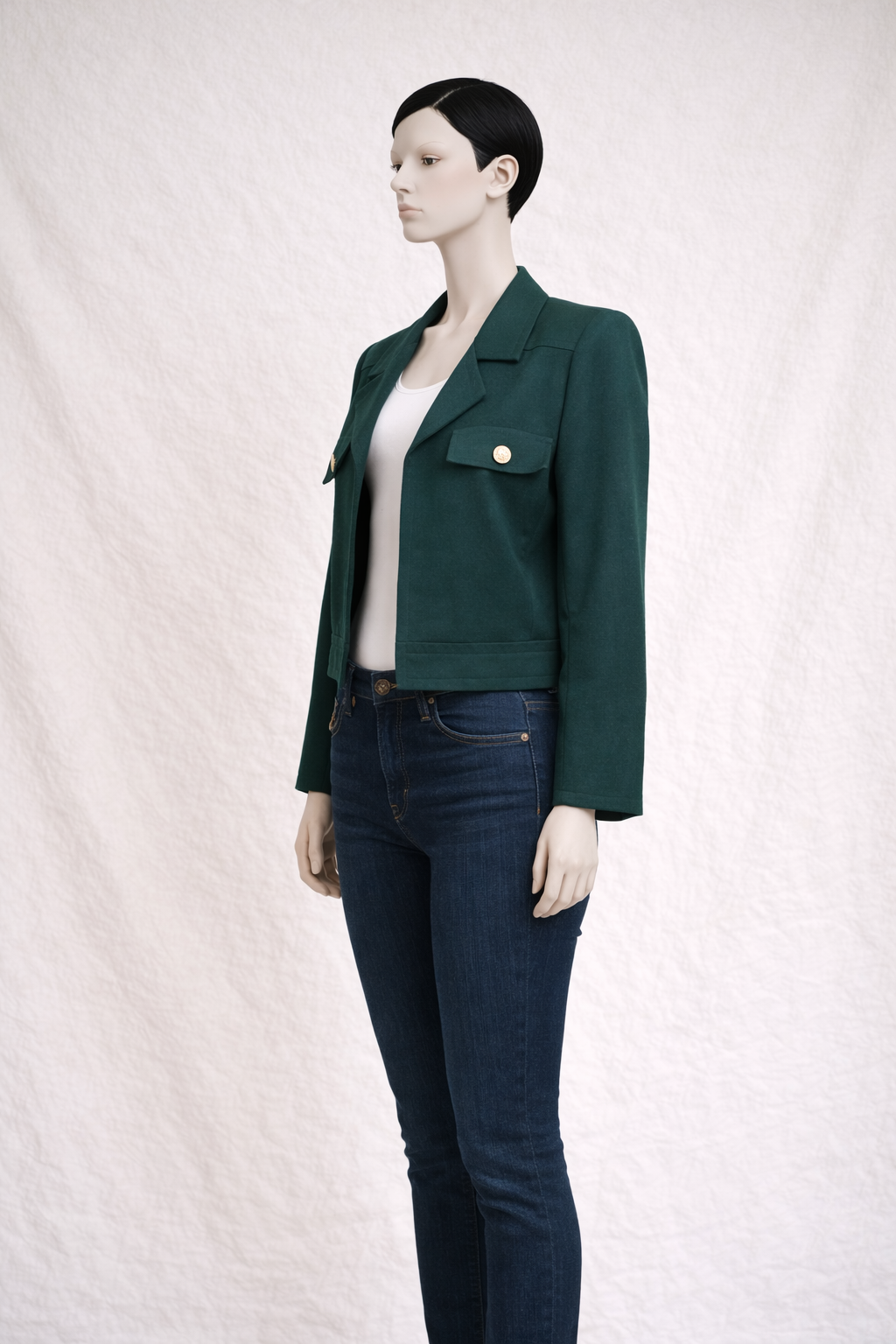 Blazer authentique Yves Saint Laurent en coton vert vintage circa  1990