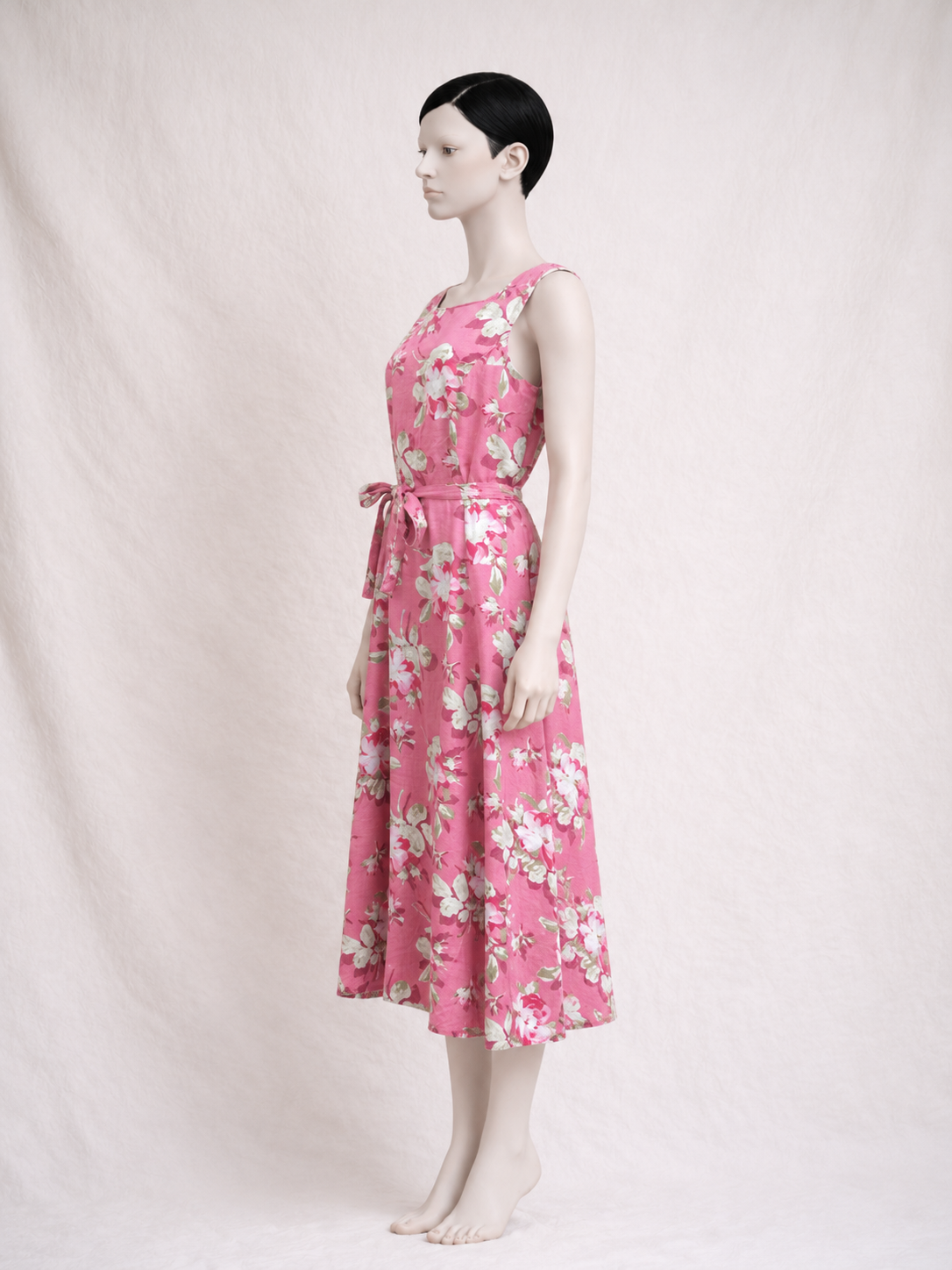 Robe d'été Laura Ashley vintage à imprimé floral romantique rose framboise