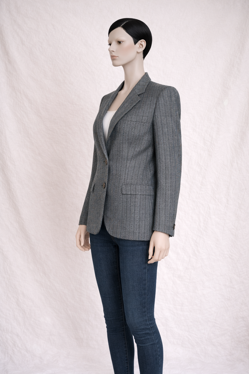 Blazer Burberrys authentique en pure laine à motif chevron gris