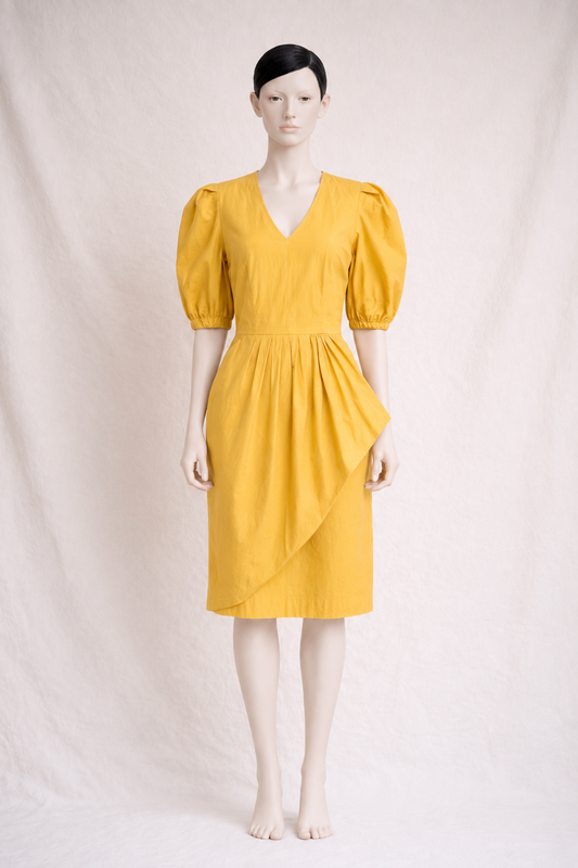 Robe Guy Laroche Boutique Paris vintage en coton jaune safran