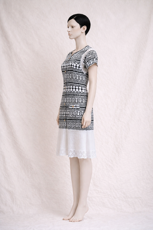 Authentic Yves Saint Laurent Beachwear vintage black and white lightweight cotton dress