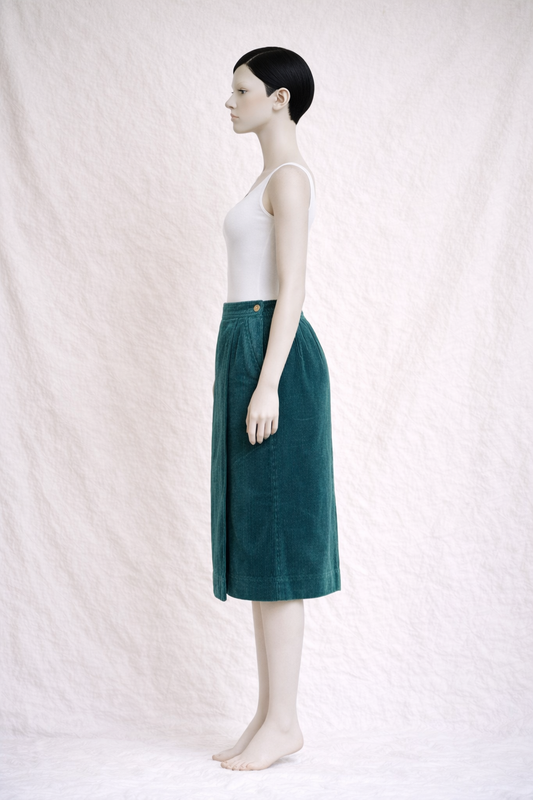 Emerald corduroy wrap skirt Yves Saint Laurent vintage