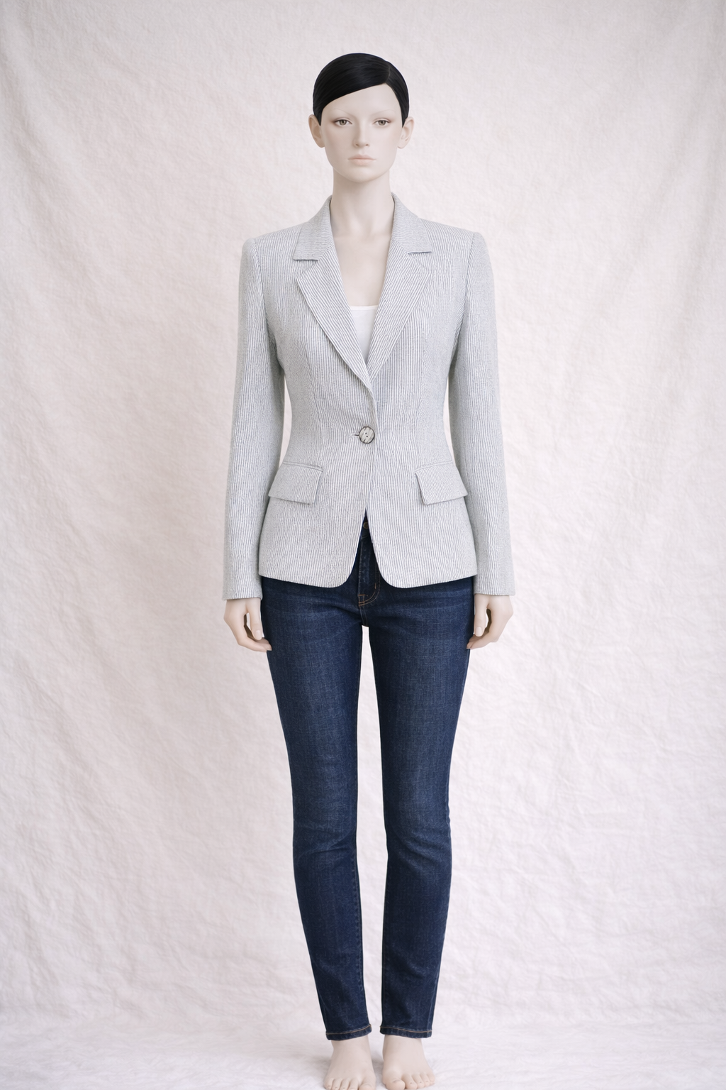 Blazer authentique Yves Saint Laurent en coton à fines rayures vintage