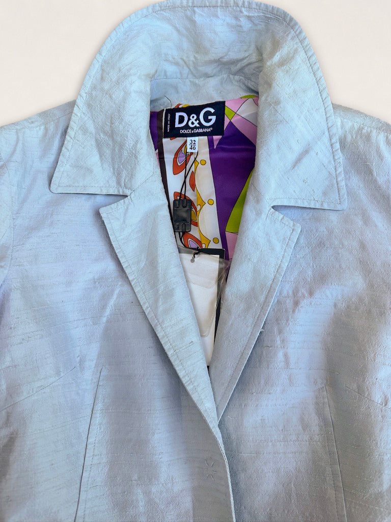 Ensemble  Dolce & Gabbana en soie sauvage bleu ciel authentique