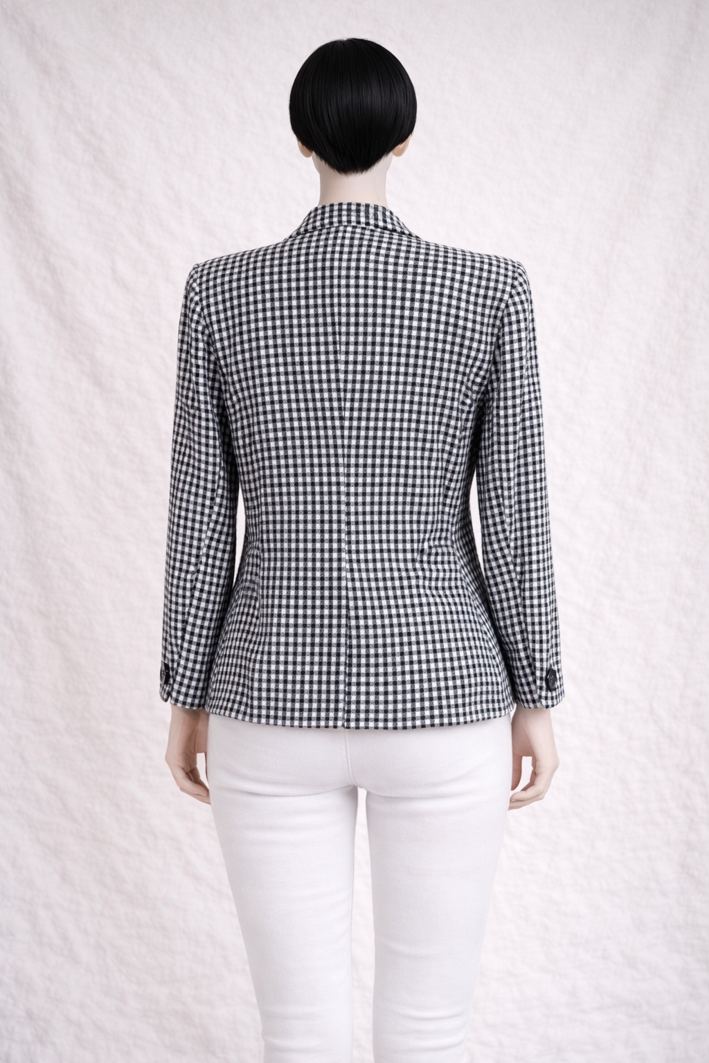 Blazer en laine à carreaux noirs et blancs Yves Saint Laurent vintage