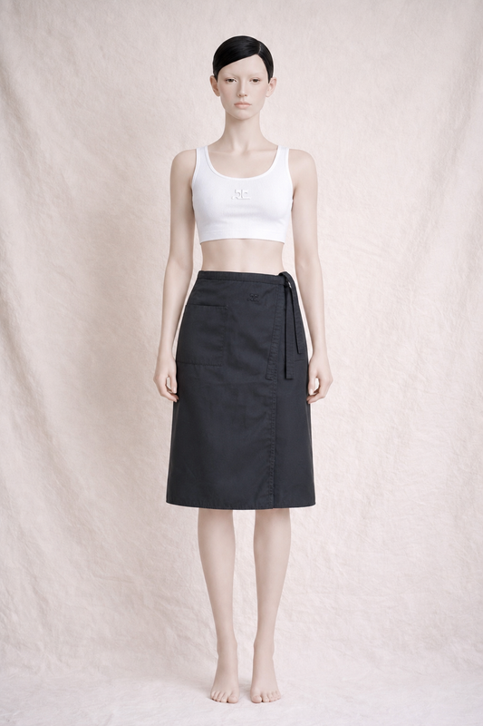 Authentic black wrap skirt Courrèges Paris vintage
