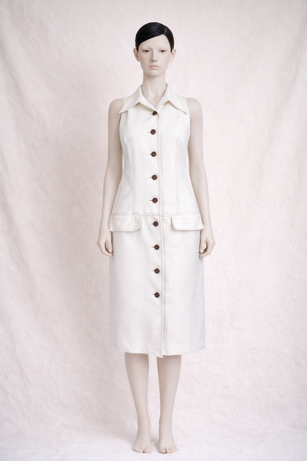 Robe d'été en lin sans manches Nina Ricci vintage
