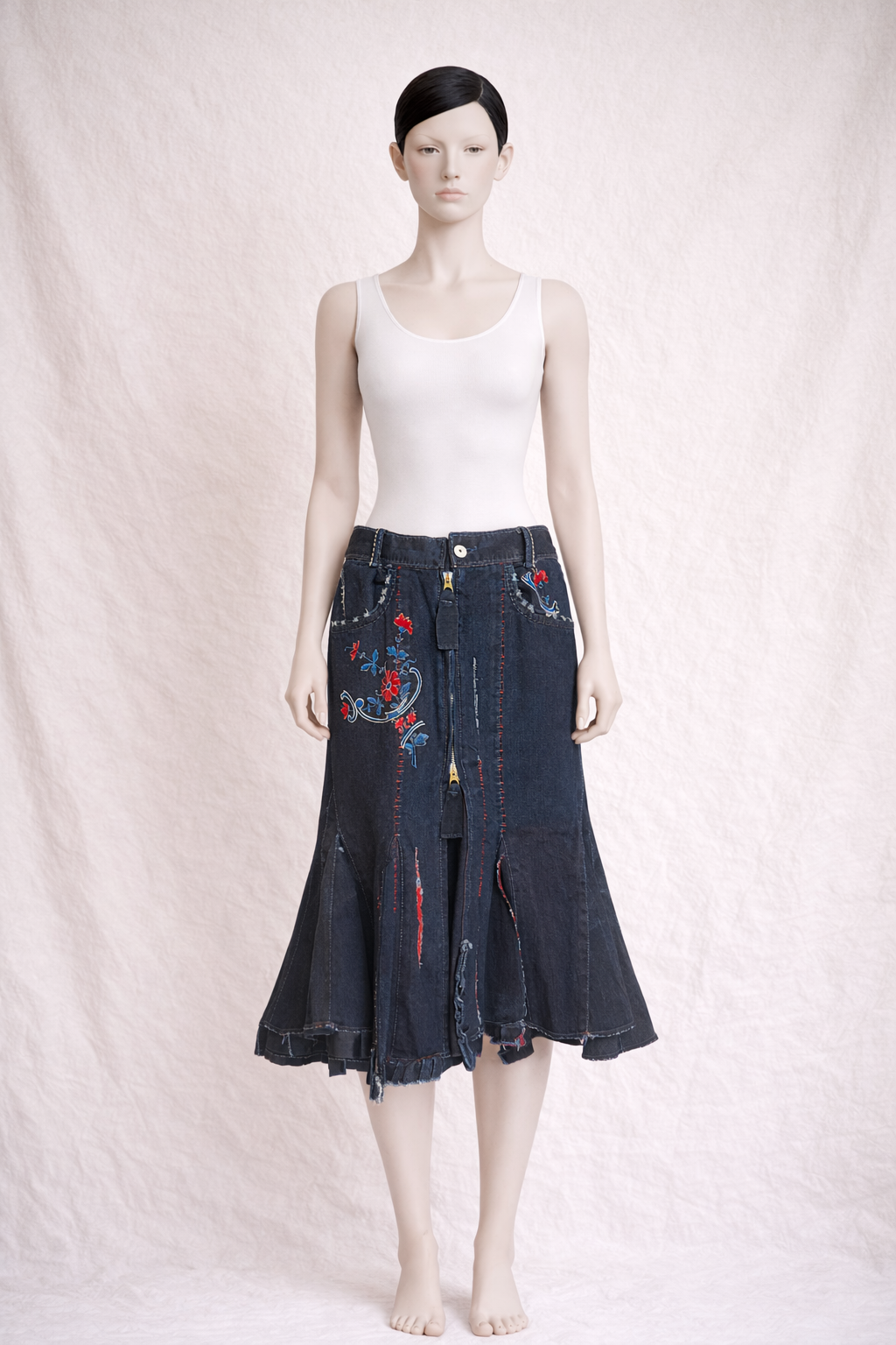 Superbe jupe en denim Marithé + François Girbaud vintage authentique